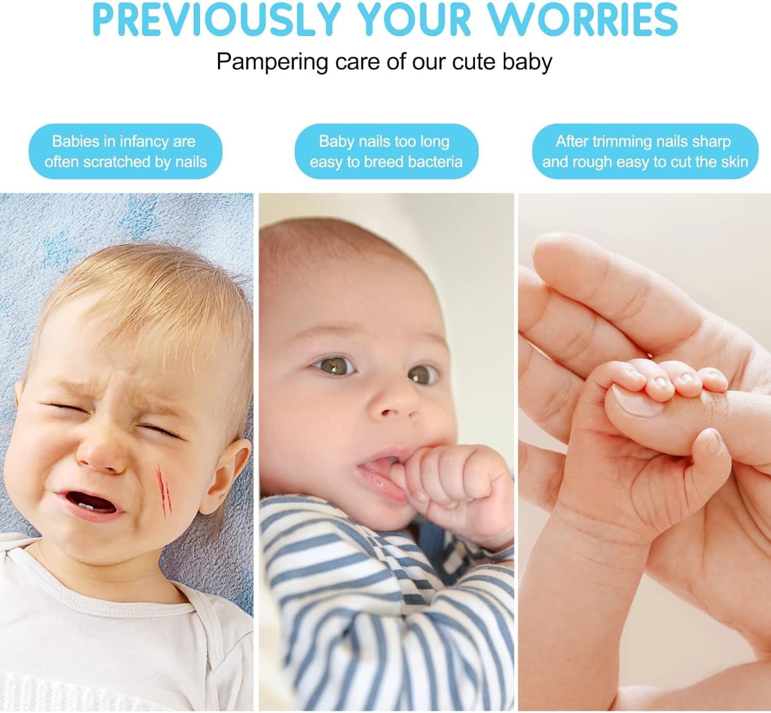 Elektrische baby nageltrimmer | 6-in-1 nagelvijl & manicure set voor baby en volwassenen