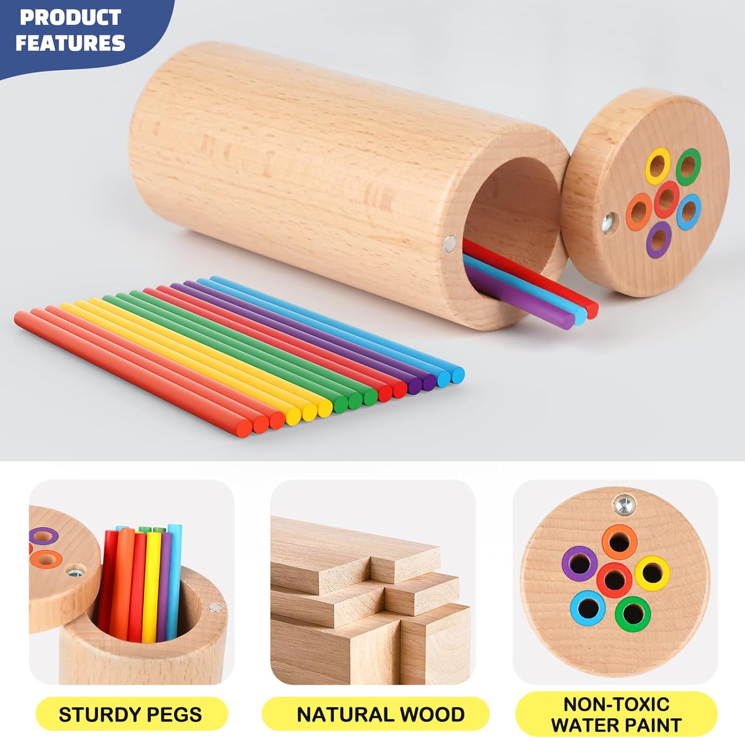 Montessori Kleur- en Sorteerspel | Houten Educatief Speelgoed voor Peuters 2-3 jaar