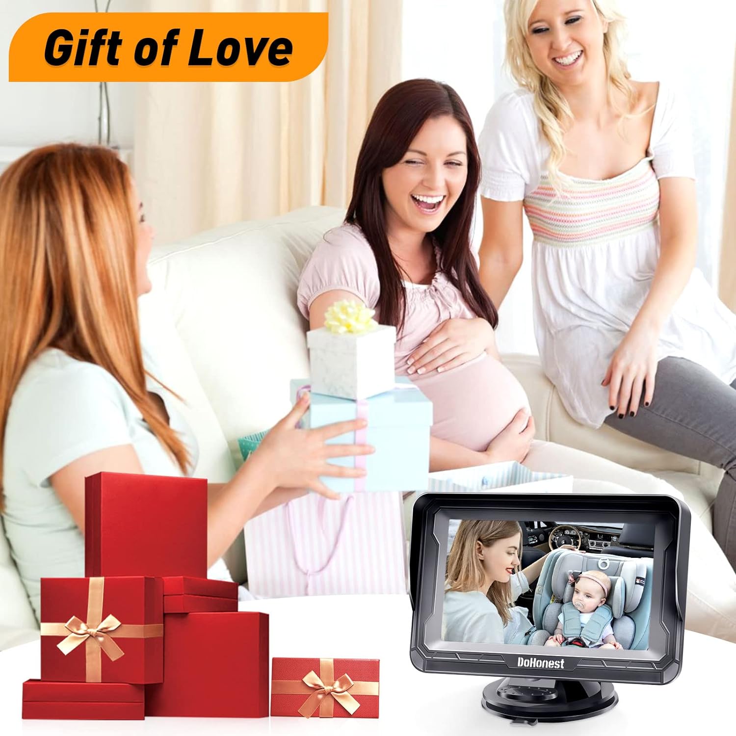 Baby Autocamera voor Achterbank | HD 1080P, 360° Rotatie, Nachtkijkfunctie | Veiligheidsmonitor voor Baby's