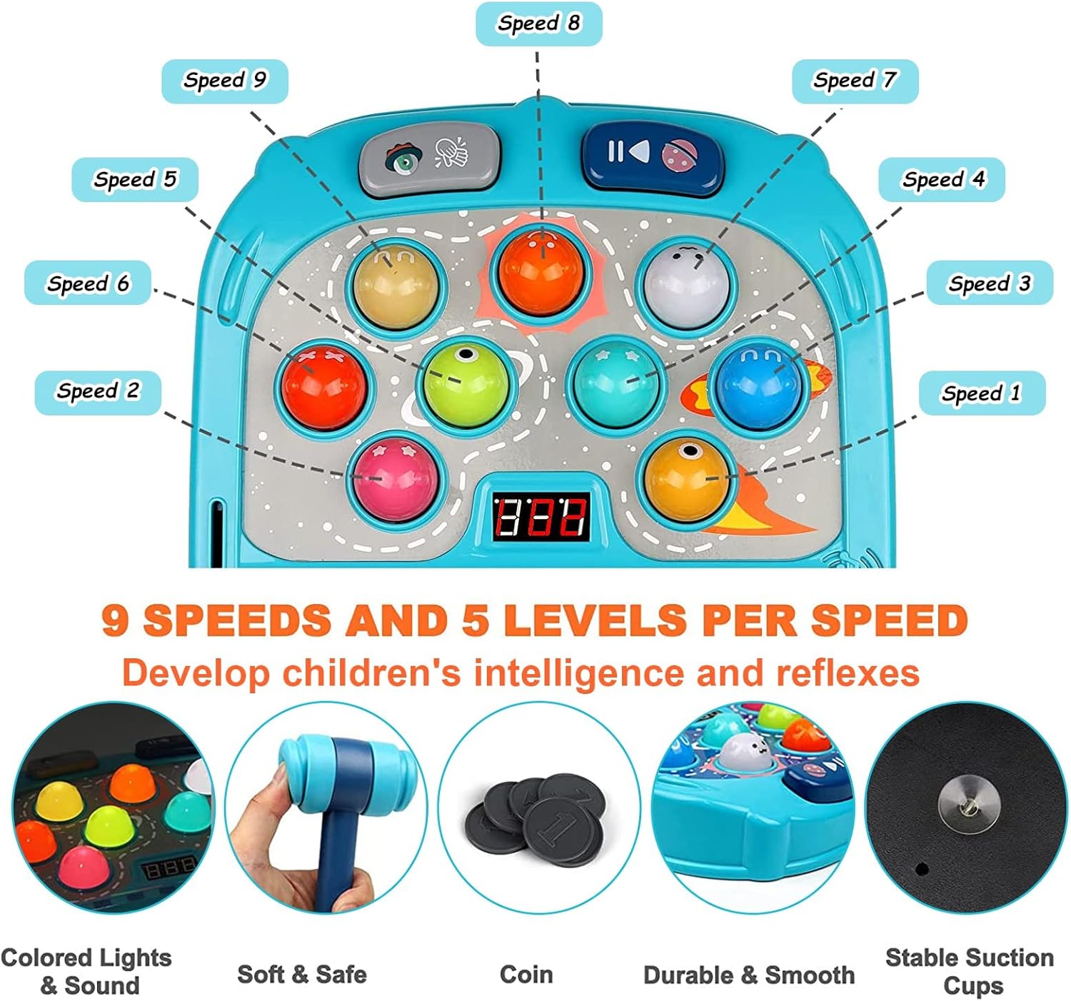 Whack-a-Mole spel | Interactief hamer spel met licht & geluid voor kinderen