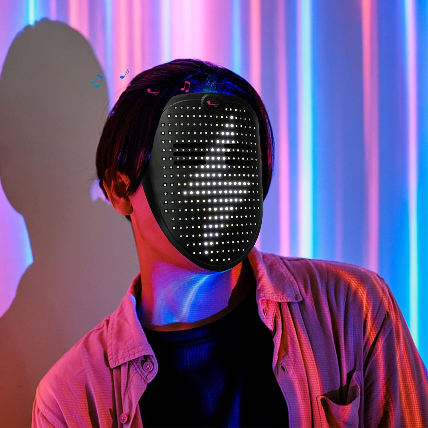 LED masker met gebarenbediening | Lichtgevend masker voor cosplay & feest