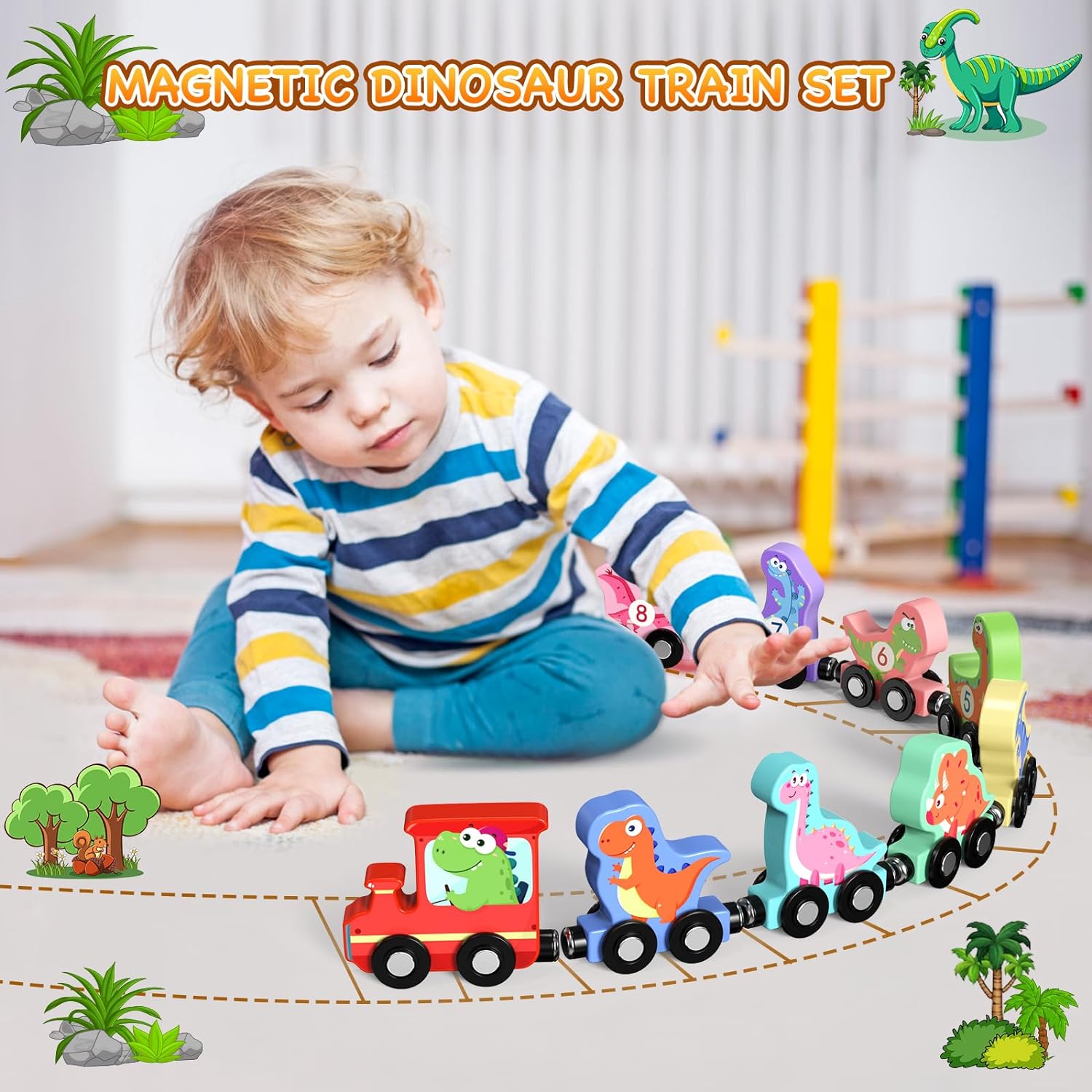 11 Magnetische Houten Dieren Trein Set | Montessori Speelgoed voor Peuters Kleuter Leeractiviteiten voor Kinderen