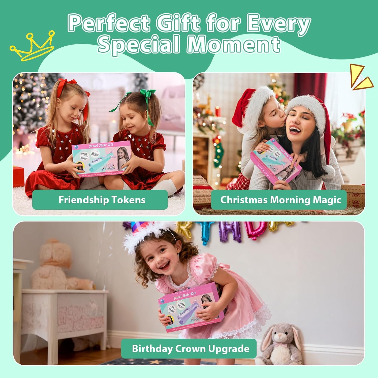 Haarjuwelen stempelkit | Stylingtool met herbruikbare diamanten voor meisjes