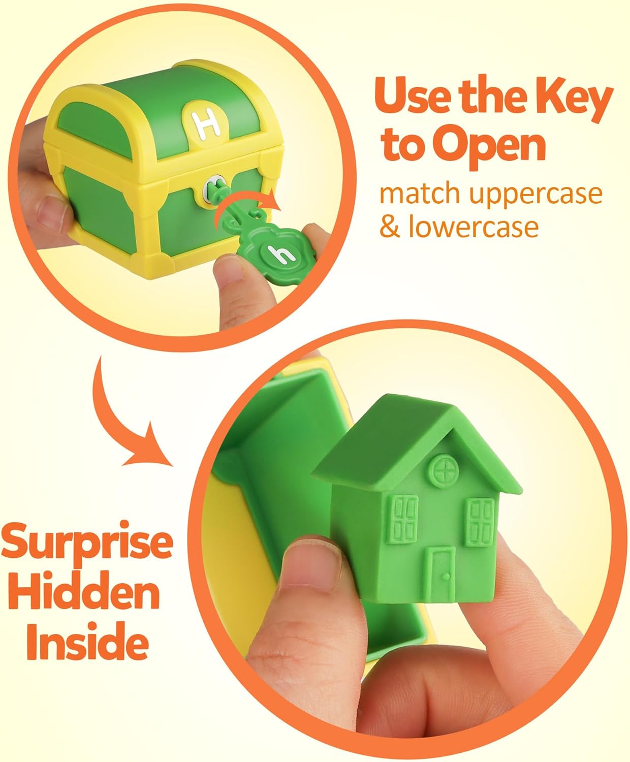 26-delige Alfabet Leerspeelset Schatkist met letters en sleutels | Montessori ABC kleursorteerspel, geschikt voor 3, 4 en 5 jaar