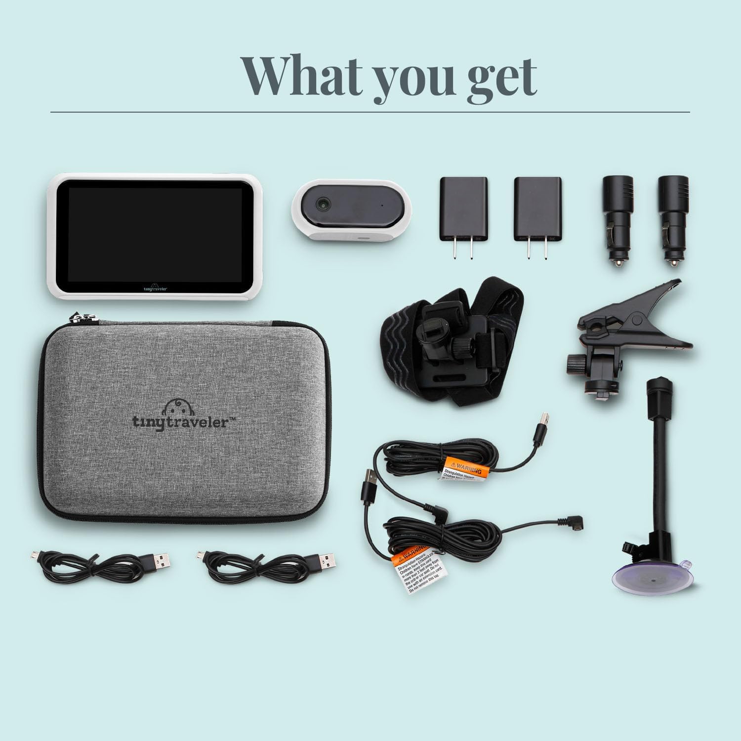 Babyfoon met 5" Scherm HD 720p, nachtzicht en reistas | Ideaal voor autoritten met USB-opladen en 4 uur batterijduur