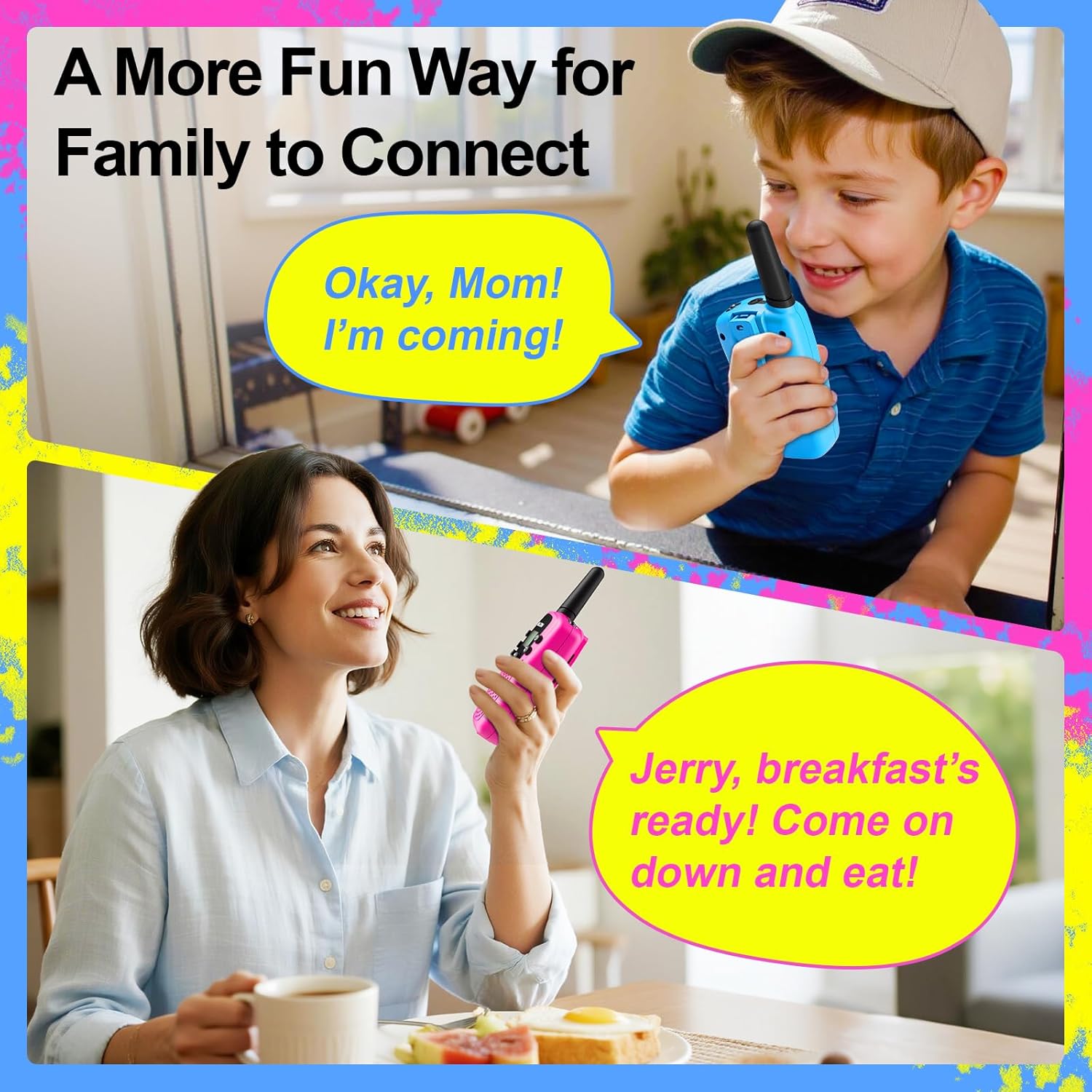Walkie Talkies Jongens & Meisjes | Kinderspeelgoed 4-6 Jaar | Outdoor Radio 3-7 Jaar (Blauw & Roze & Geel)
