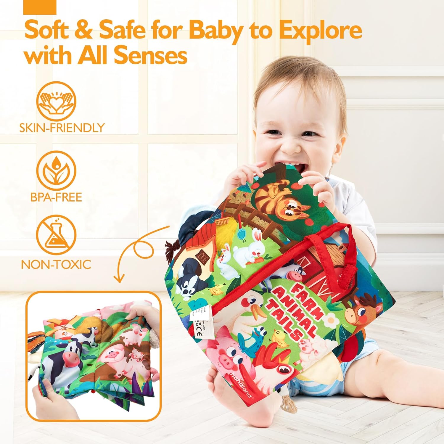 Montessori Voelboek | Hoog Contrast Sensorisch Baby Speelgoed voor 6 tot 12 Maanden Babyboekjes 0-3+ Jaar