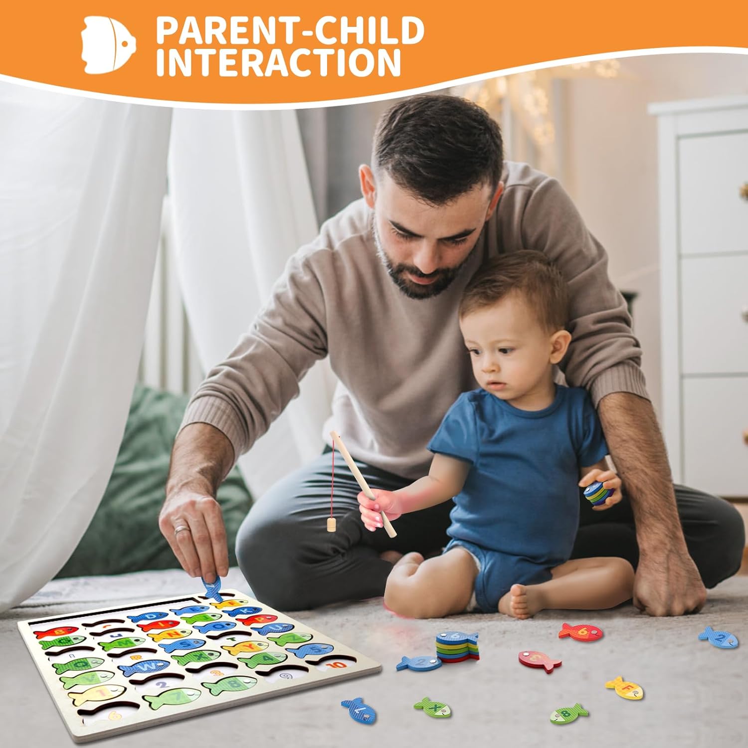 Houten Magnetisch Hengelspel voor Kinderen van 3-5 Jaar - Educatief Visspel met Letters en Cijfers voor Jongens en Meisjes - Montessori Speelgoed voor Fijne Motoriek