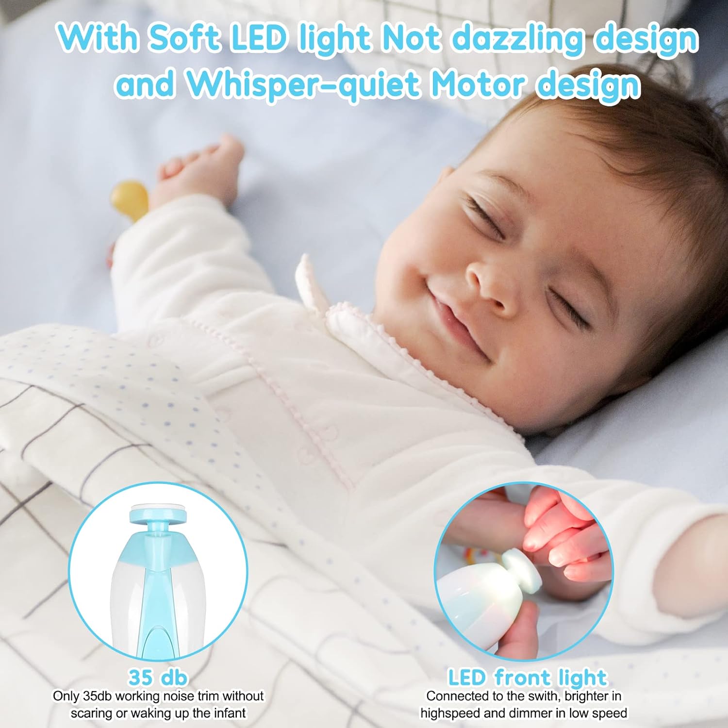 Elektrische Baby Nageltrimmer | 6 in 1 Verzorgingskit Manicure Set voor Peuters of Volwassenen