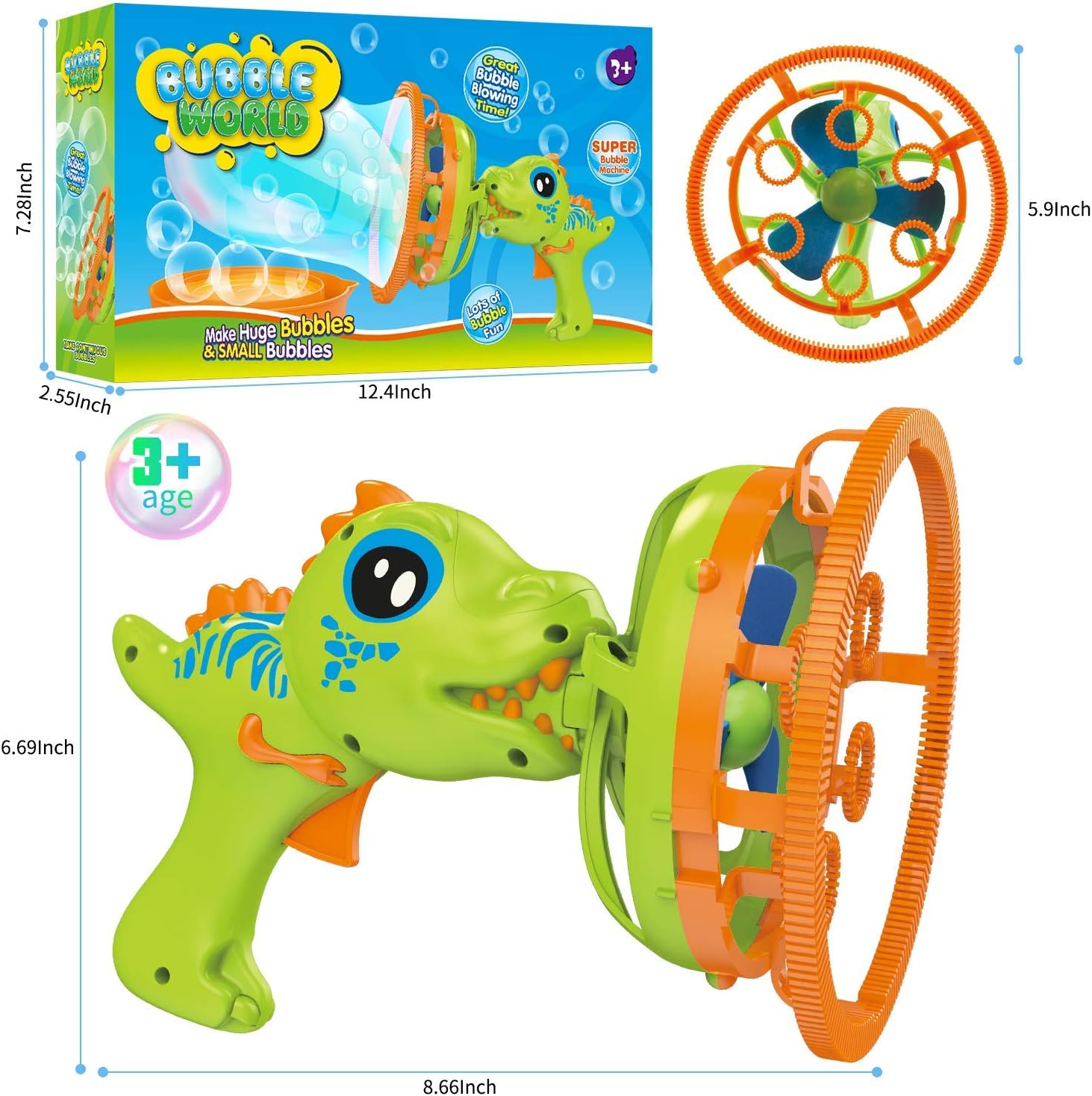 Dino bubbelpistool | Bubbelmachine kinderen 3-9 jaar