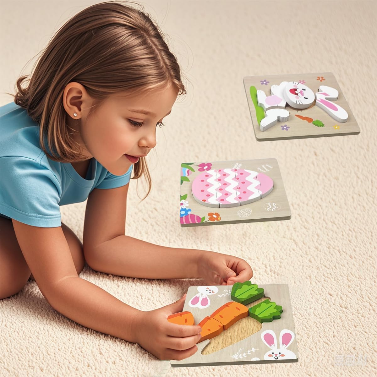 Kerst houten puzzel set | 4 stuks peuter speelgoed