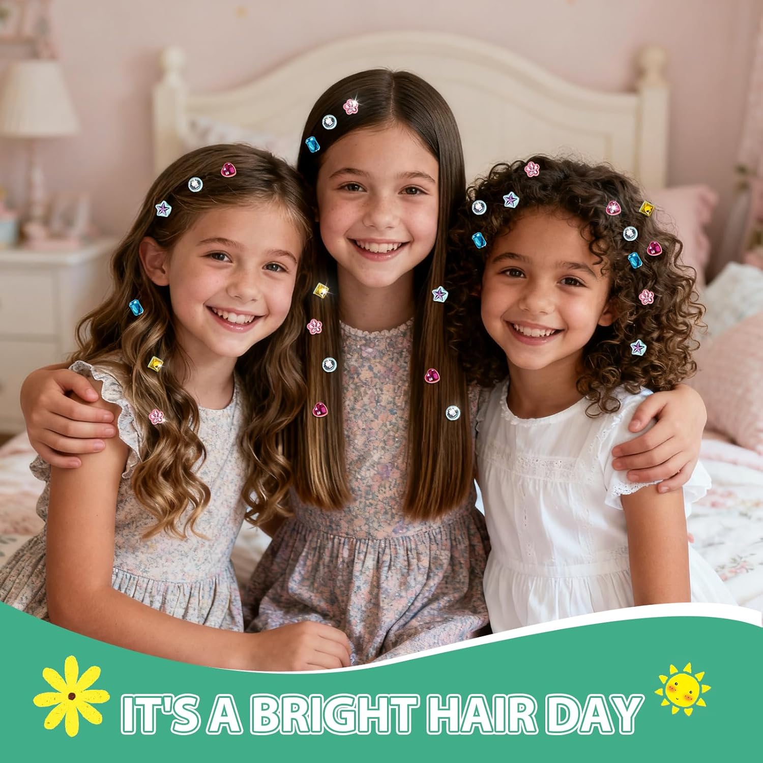 Haarjuwelen stempelkit | Stylingtool met herbruikbare diamanten voor meisjes