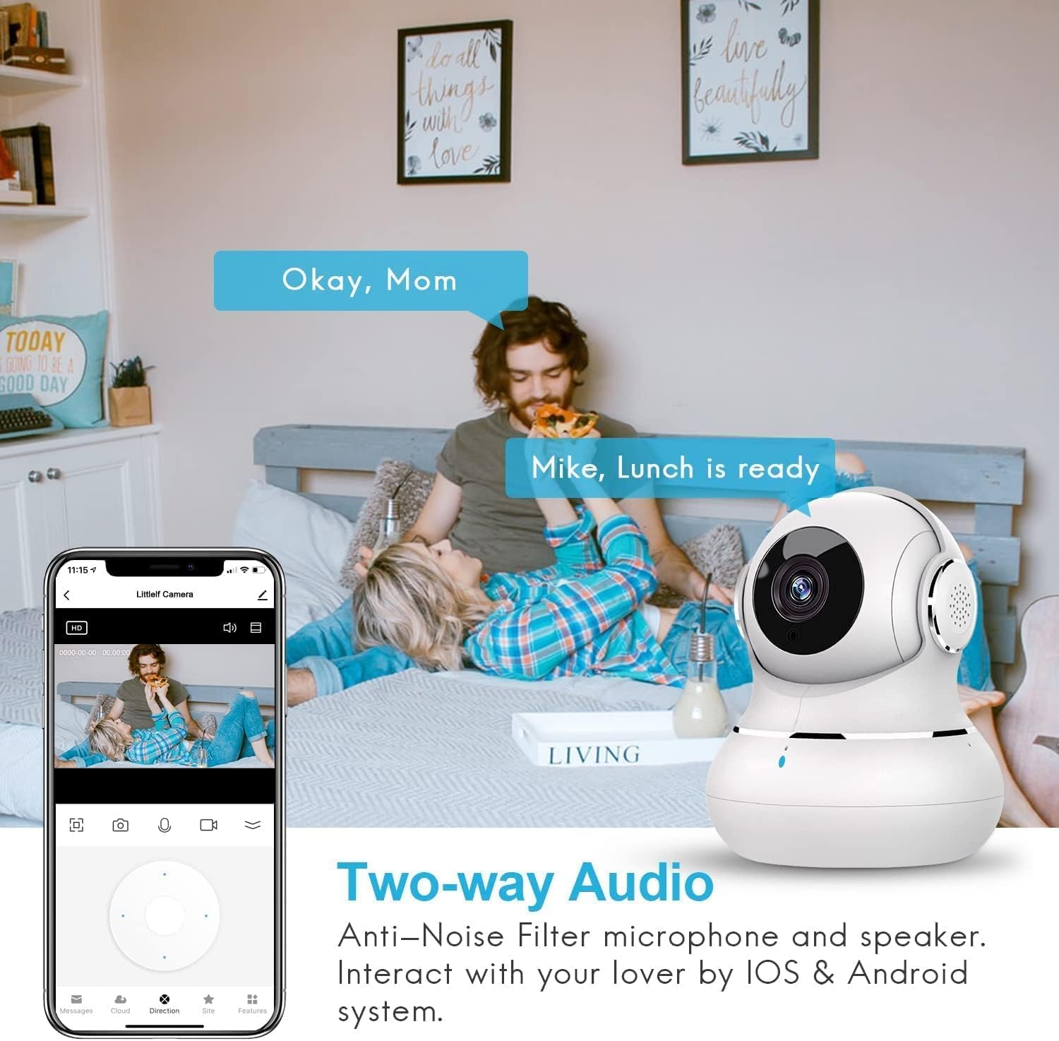 Babyfoon Camera | 360 Graden Nachtzicht Met 2-Weg Audio Indoor Camera