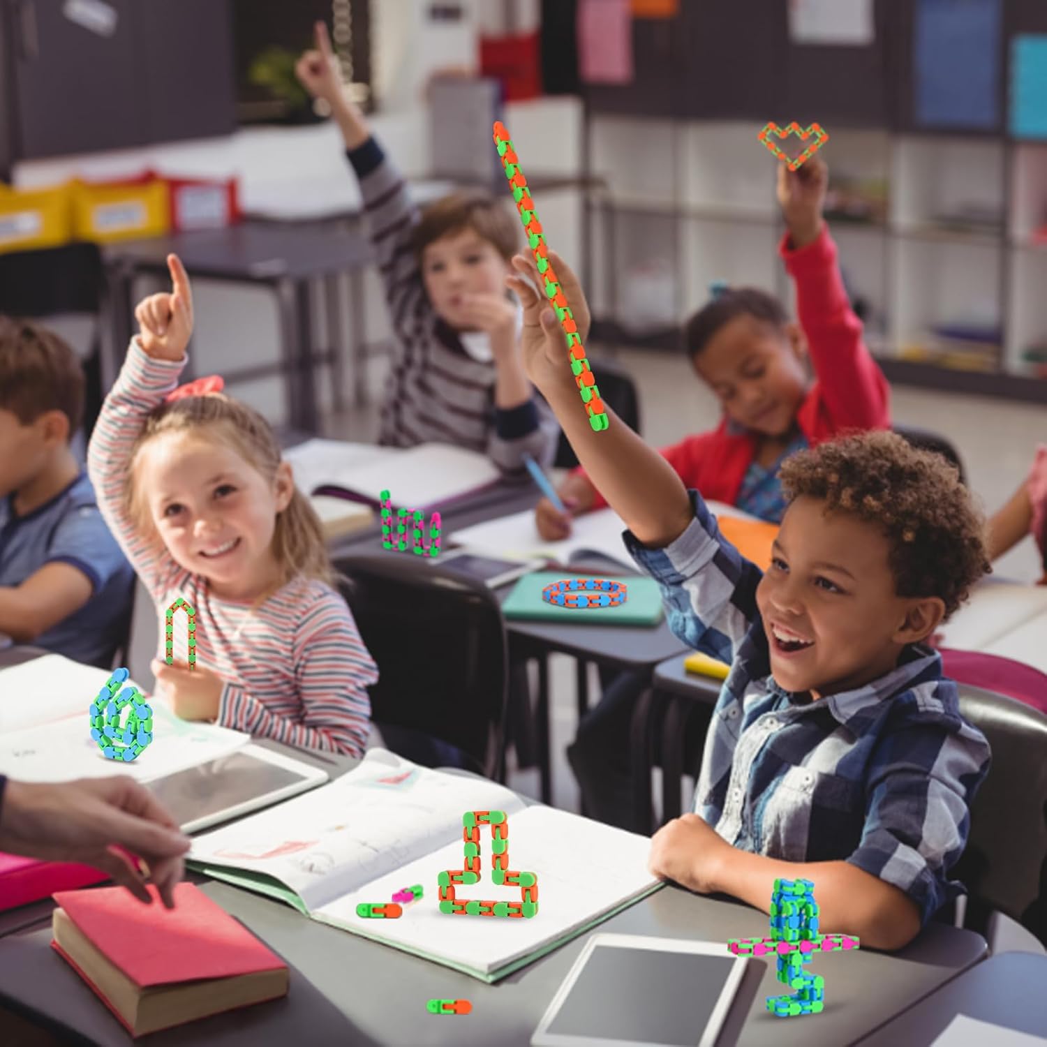 Wacky tracks fidget set | 8 stuks klik- en slangenspeelgoed