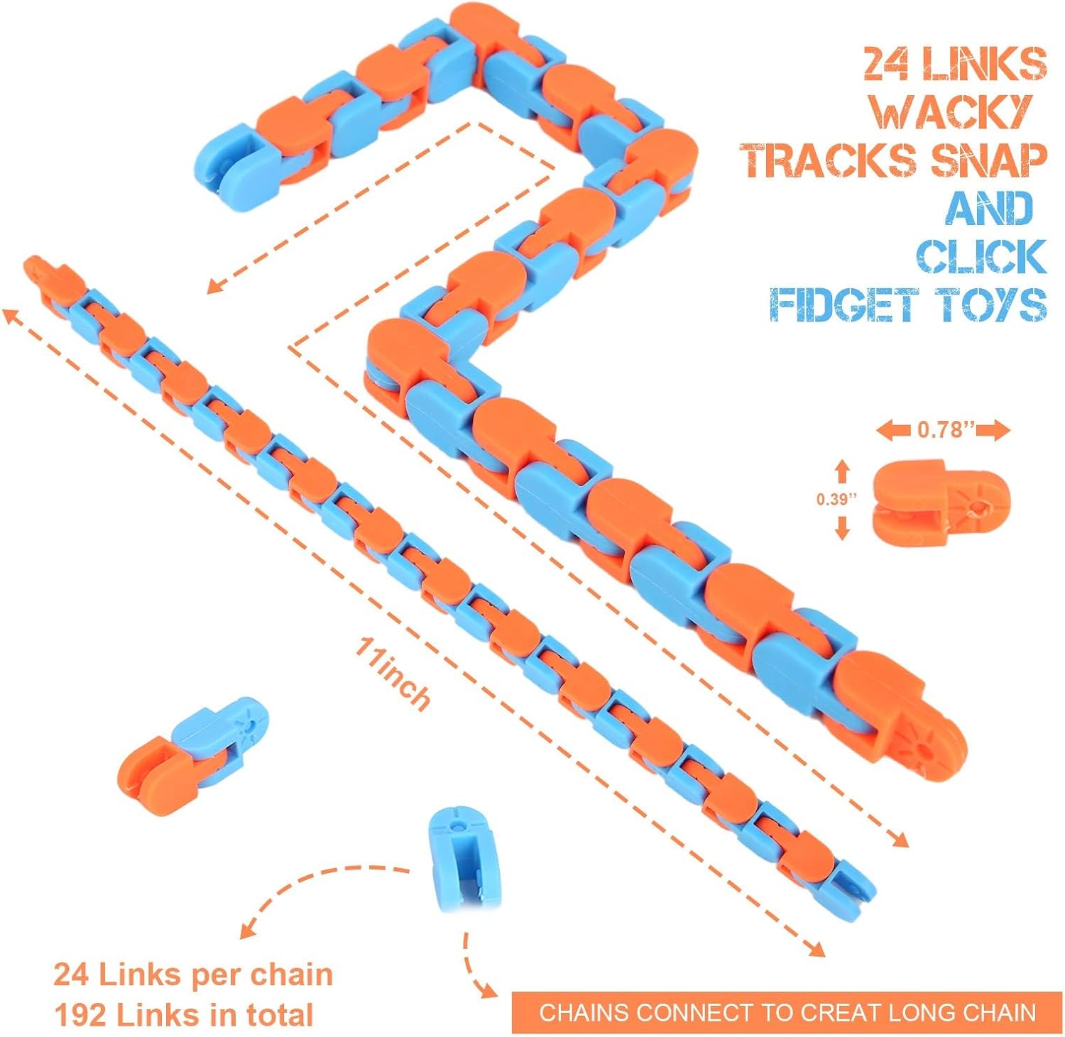 Wacky tracks fidget set | 8 stuks klik- en slangenspeelgoed