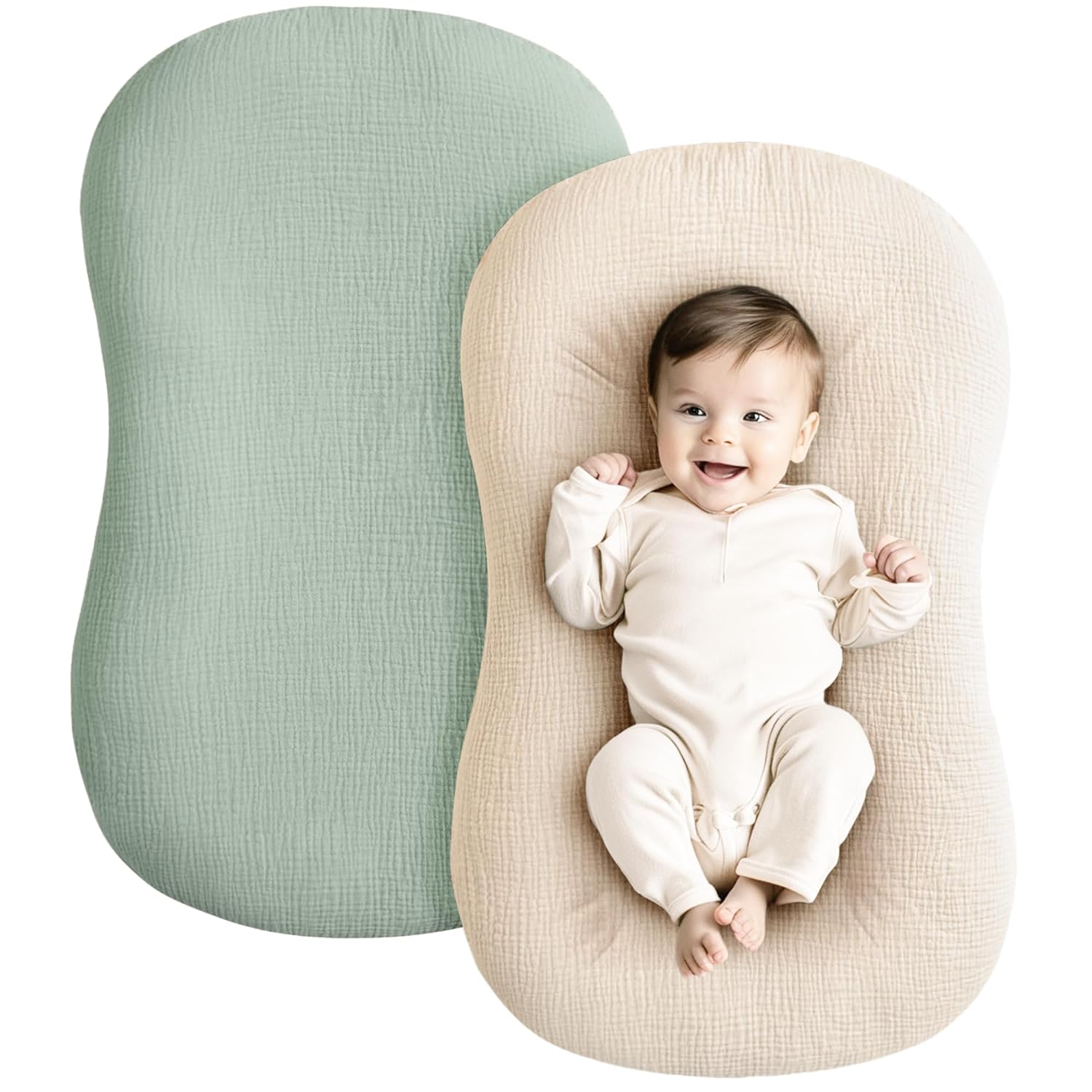 2 Pack Baby Lounger Overtrek | Zachte en Ademende Lounger Overtrek voor Pasgeborenen