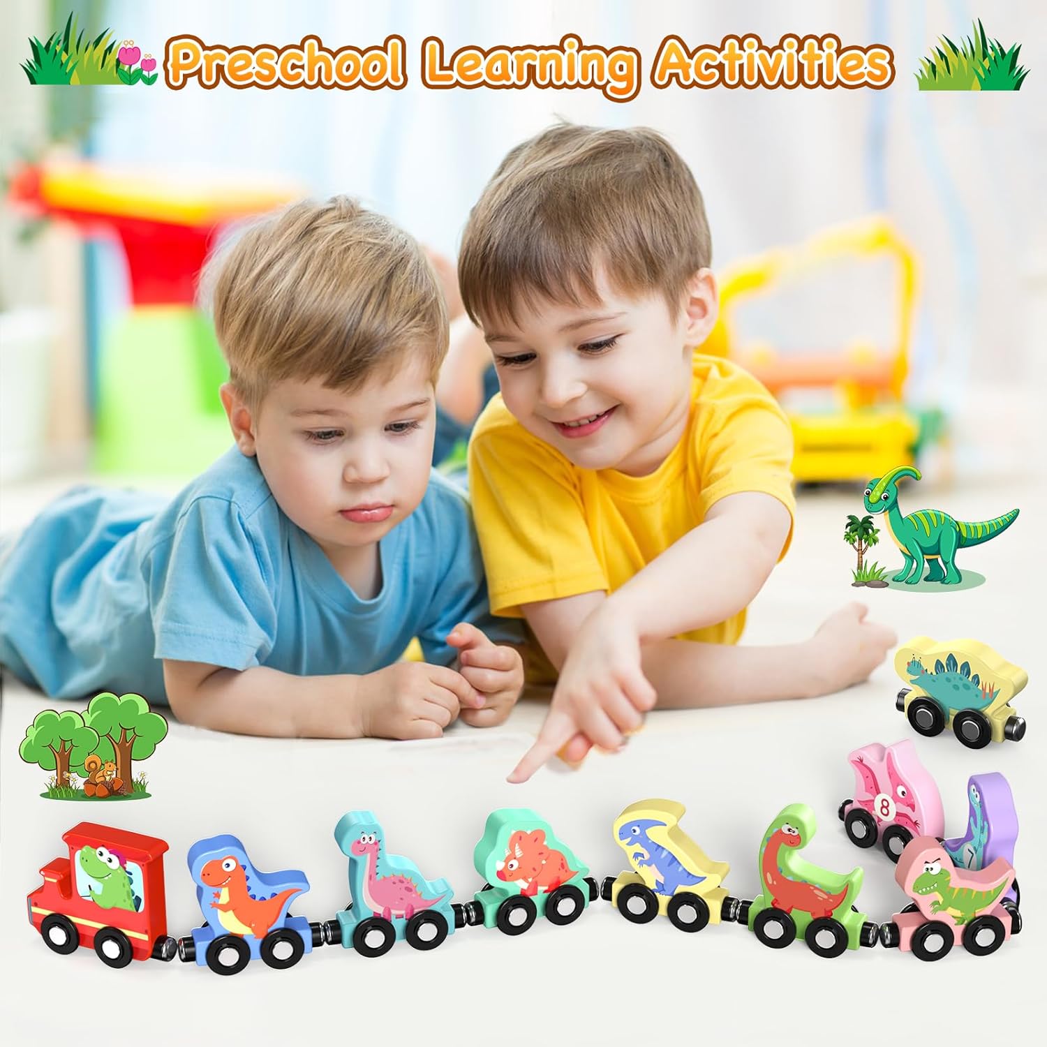11 Magnetische Houten Dieren Trein Set | Montessori Speelgoed voor Peuters Kleuter Leeractiviteiten voor Kinderen