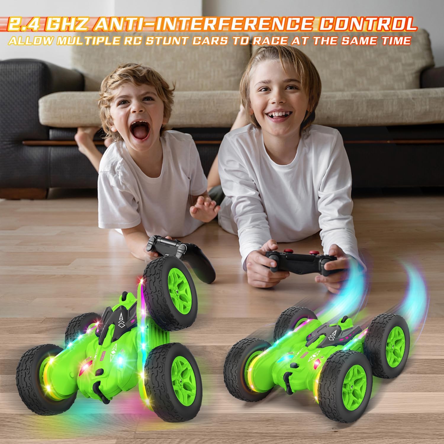 Afstandsbediening auto voor meisjes | 360° stunt RC auto met koplampen & 4WD roze speelgoed