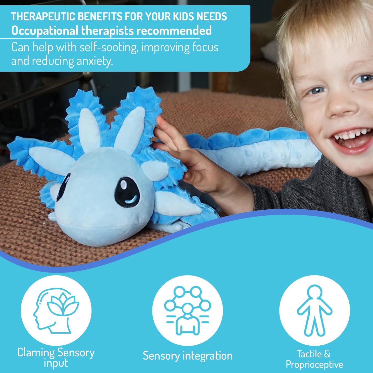 Gewicht Axolotl Knuffel 55cm | 1,1kg Sensorisch Pluche | Kalmerend & Wellness Speelgoed | Voor Kinderen en Volwassenen
