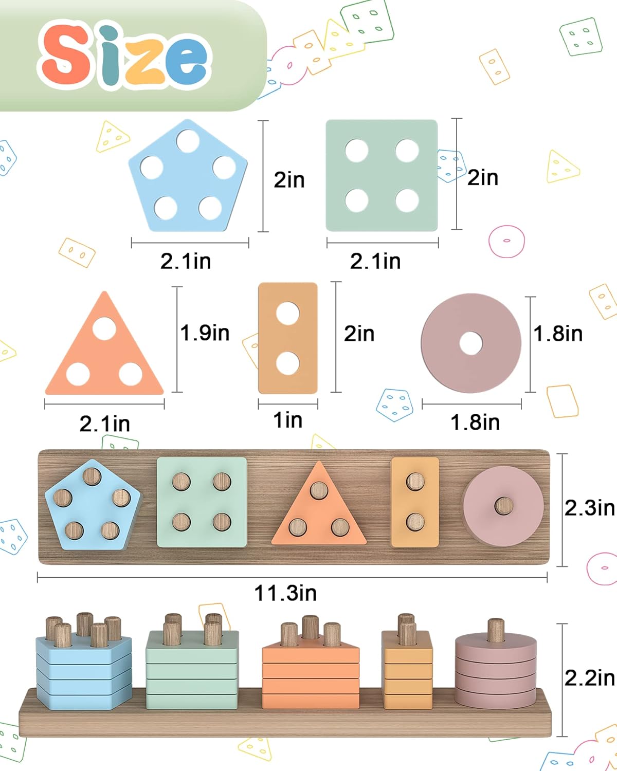 Montessori Speelgoed Hout | Zintuiglijk Educatief Speelgoed voor Peuters 1-3 Jaar | Leerzaam Cadeau voor Jongens & Meisjes