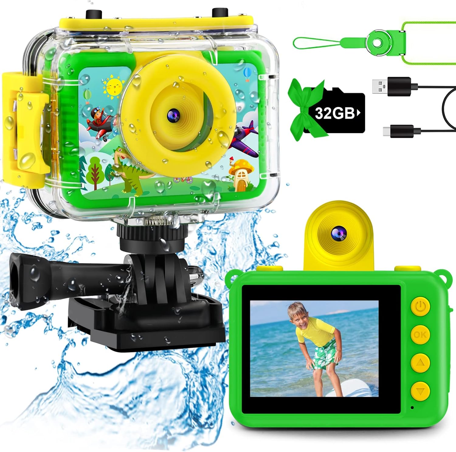 Kinder camera waterdicht | HD onderwater digitale actiecamera 1080P