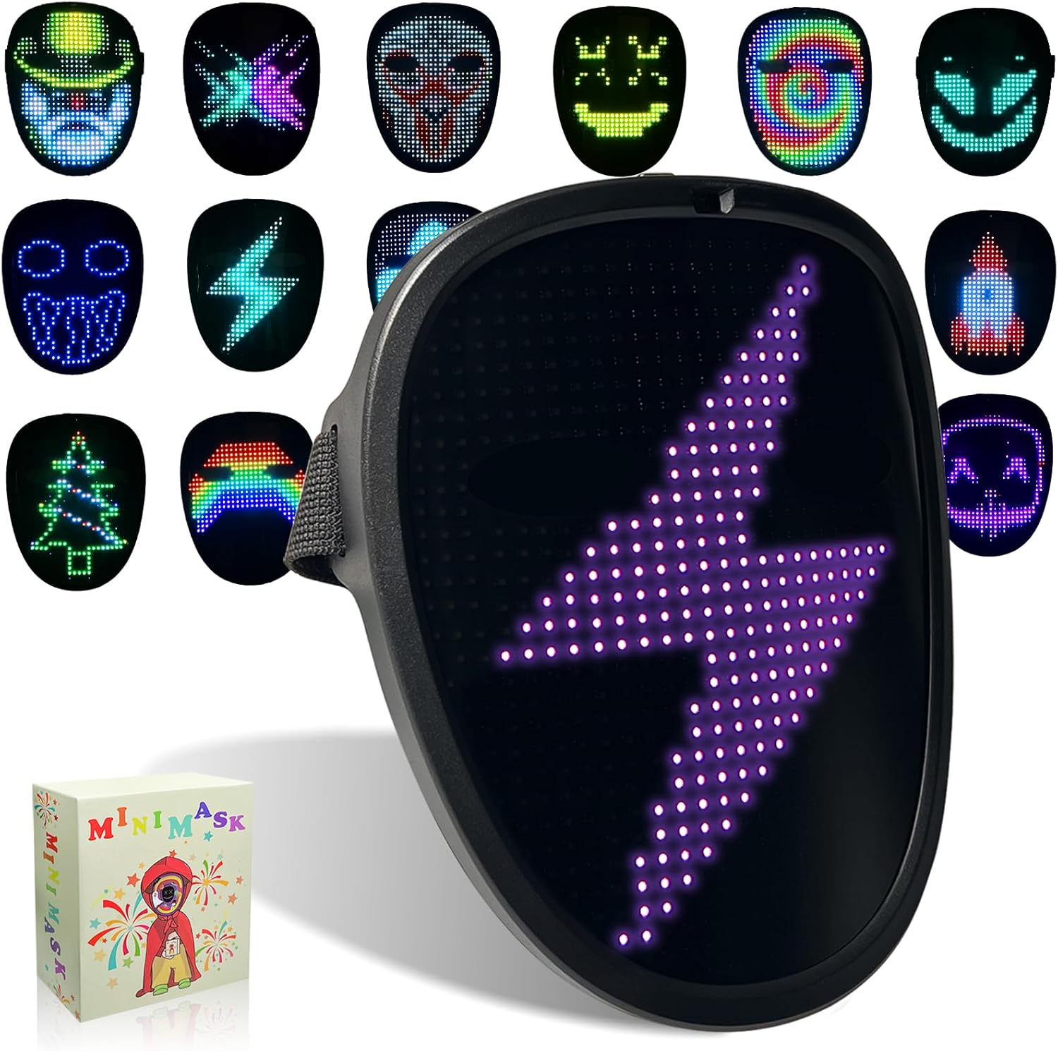 LED masker met gebarenbediening | Lichtgevend masker voor cosplay & feest