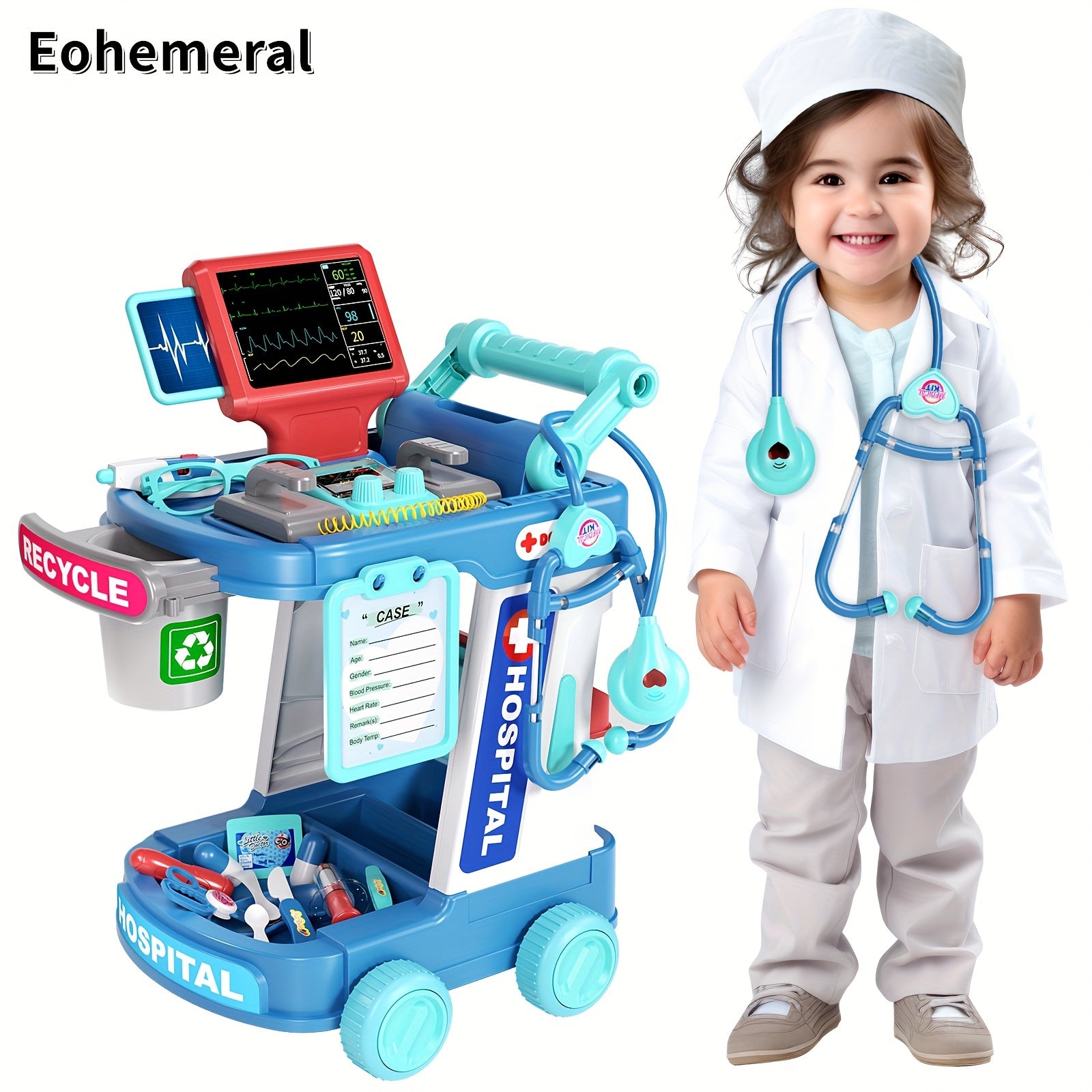 Medische Trolley - Dokter Speelset met Gesimuleerde Tafel, Behandeling & Injectie - Voor Kinderen - Educatief Cadeau voor Verjaardagen