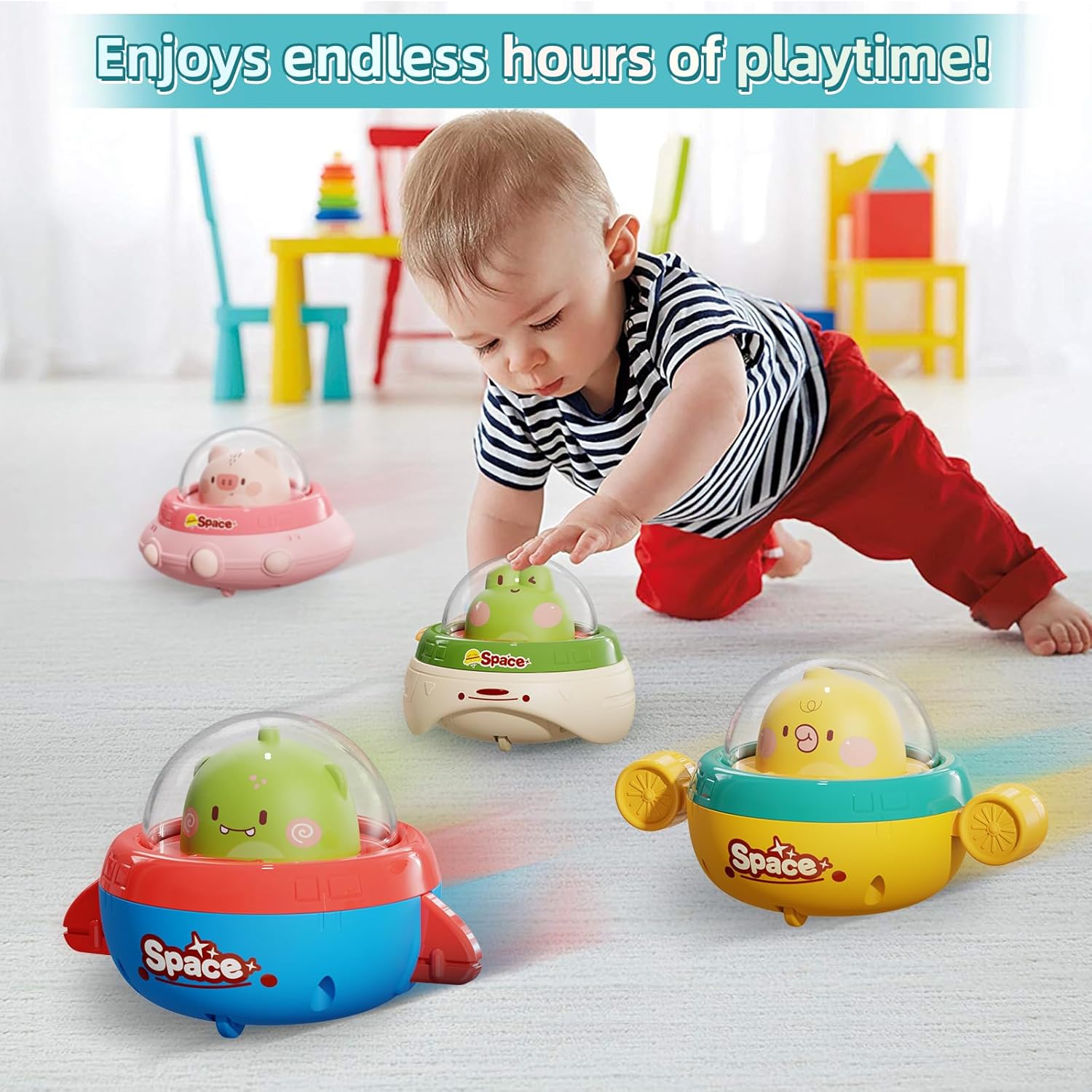 Dier-Thema Druk & Ga Auto's | Baby Speelgoed 6-36 Maanden | Perfect voor Reizen of Speeltijd