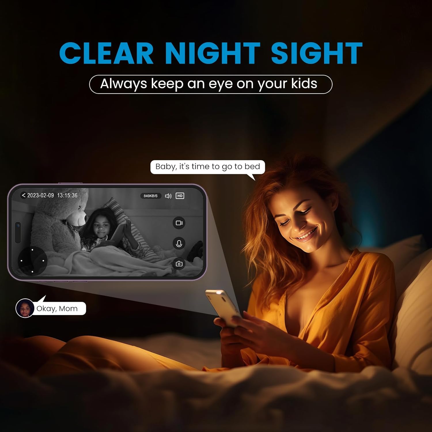 Babyfoon Camera | 360 Graden Nachtzicht Met 2-Weg Audio Indoor Camera