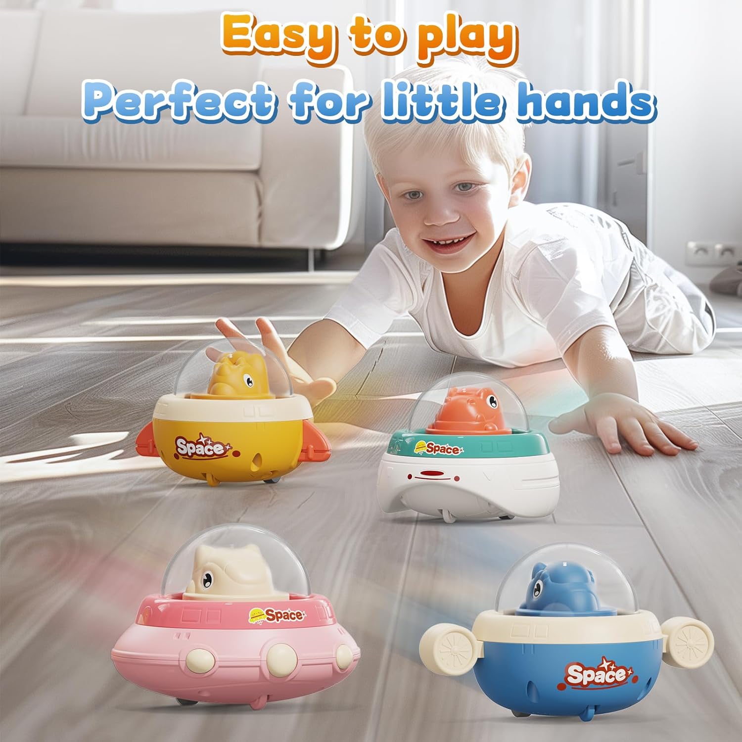 Dier-Thema Druk & Ga Auto's | Baby Speelgoed 6-36 Maanden | Perfect voor Reizen of Speeltijd