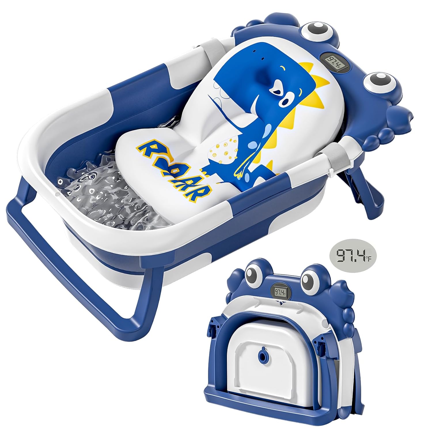 Inklapbaar babybad met thermometer | draagbaar opvouwbaar reisbad 0-36 maanden