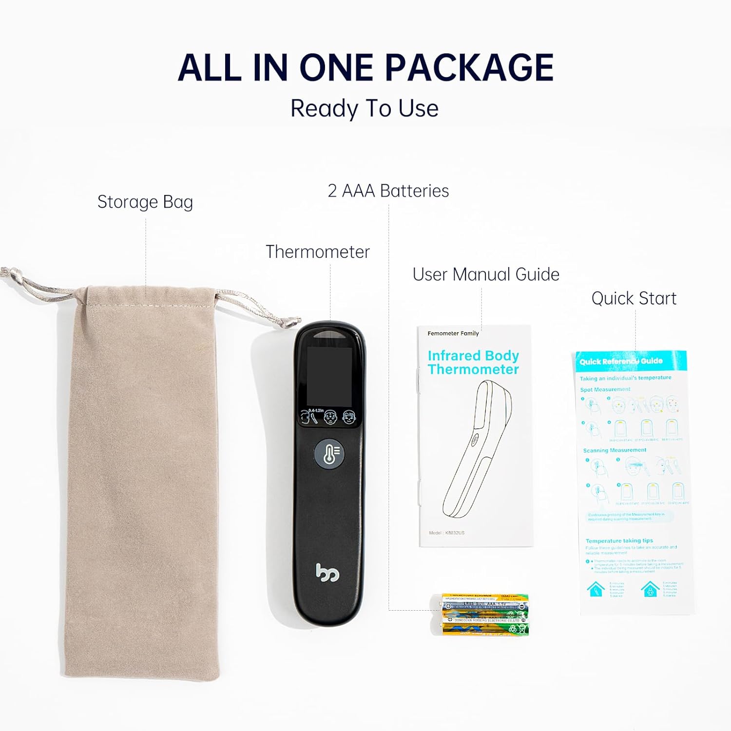 Contactloze Infrarood Digitale Thermometer | 2-in-1 Dual Mode Koorts-, Lichaams- en Oppervlaktethermometer voor Kinderen en Volwassenen