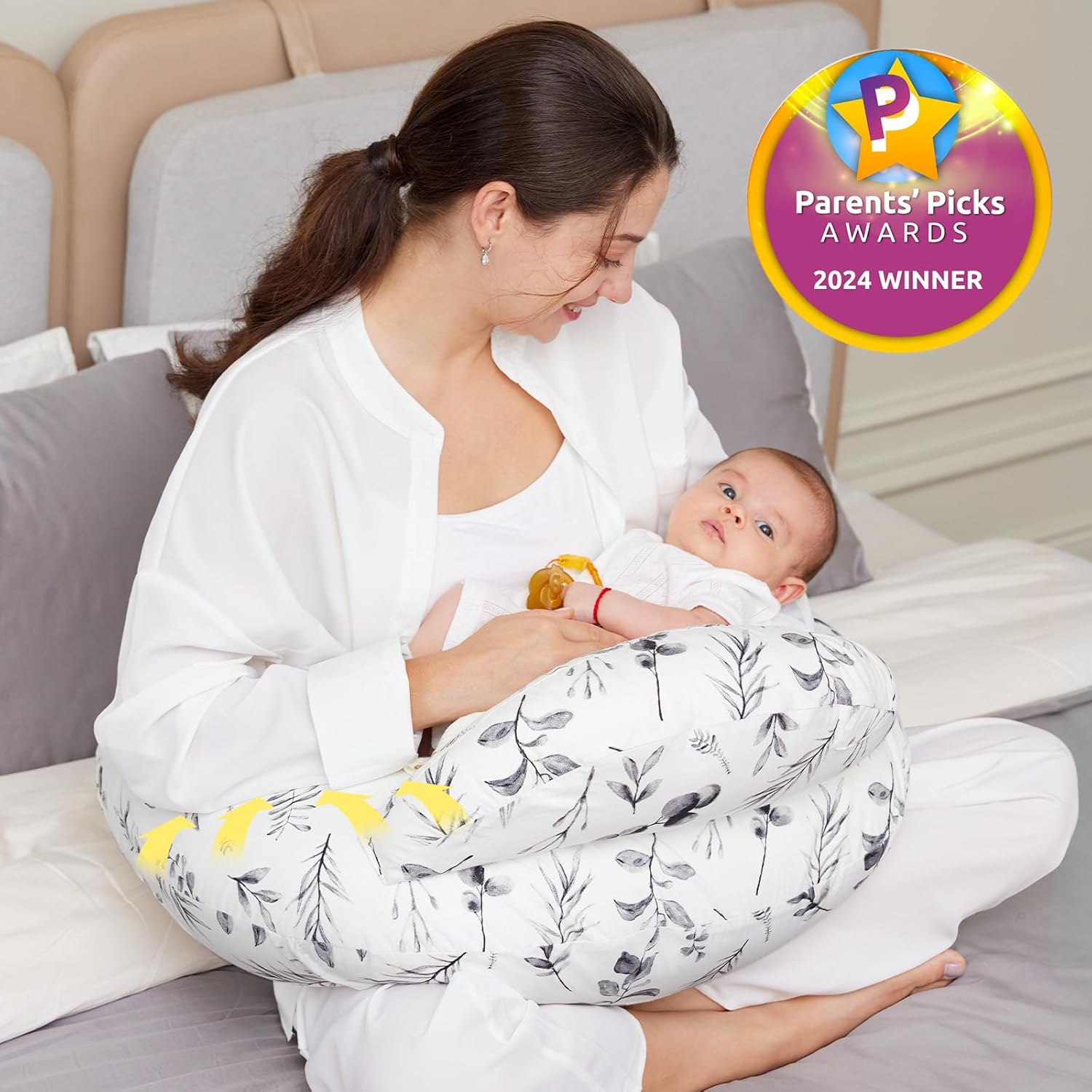 Voedingskussen voor Borstvoeding | Verstelbare Tailleband en Afneembare Katoenen Hoes Borstvoedingskussen voor Moeder en Baby