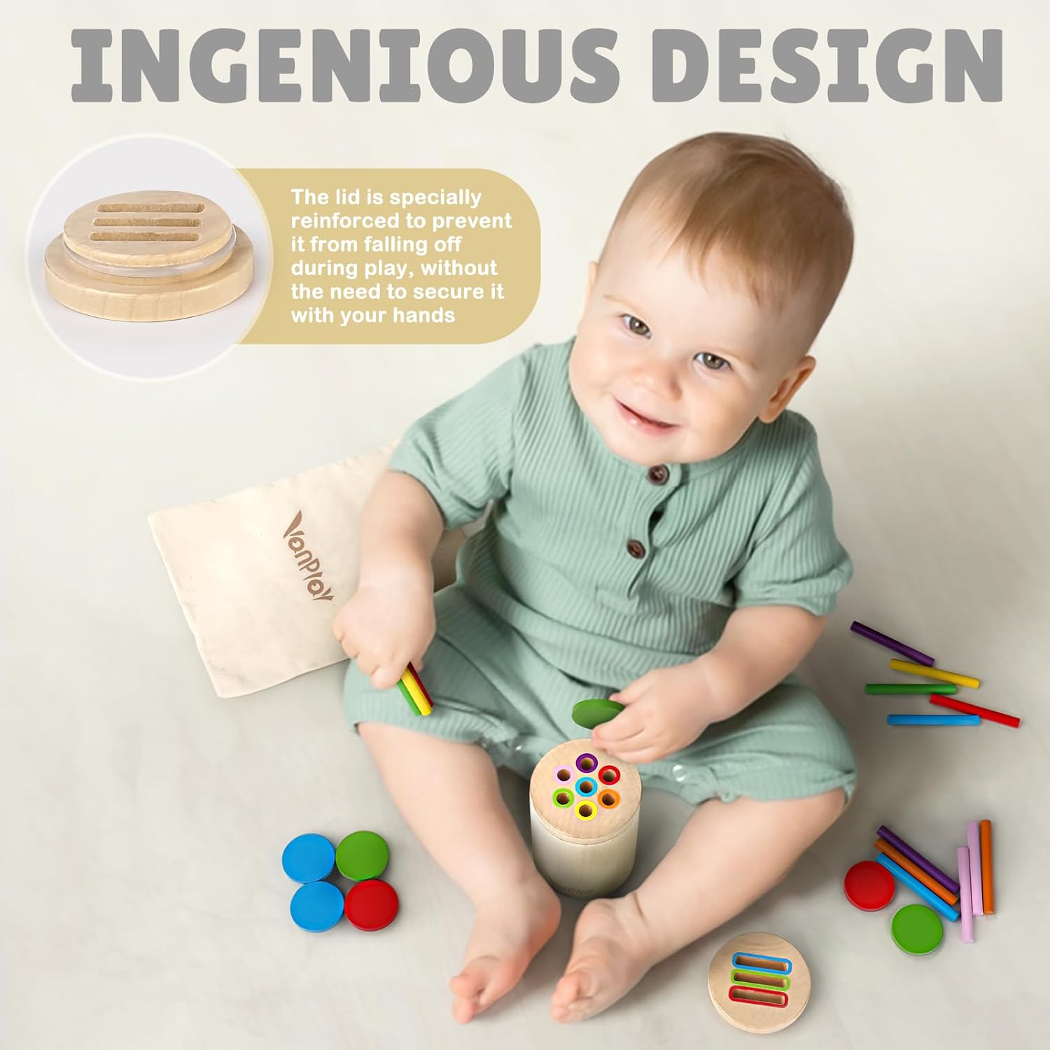 Montessori Kleur- en Sorteerspel | Houten Educatief Speelgoed voor Peuters 2-3 jaar