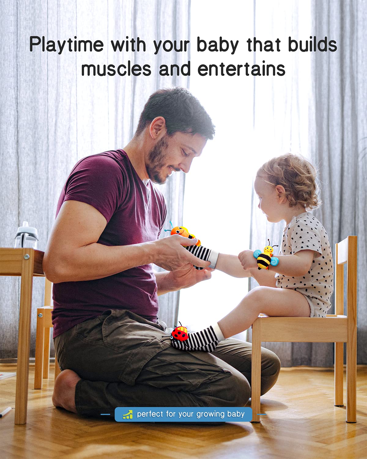 Baby Pols- en Sokken Rammelaar Voetvinder Set | Bug Series Sensorisch Speelgoed Voor Baby 0-12 Maanden