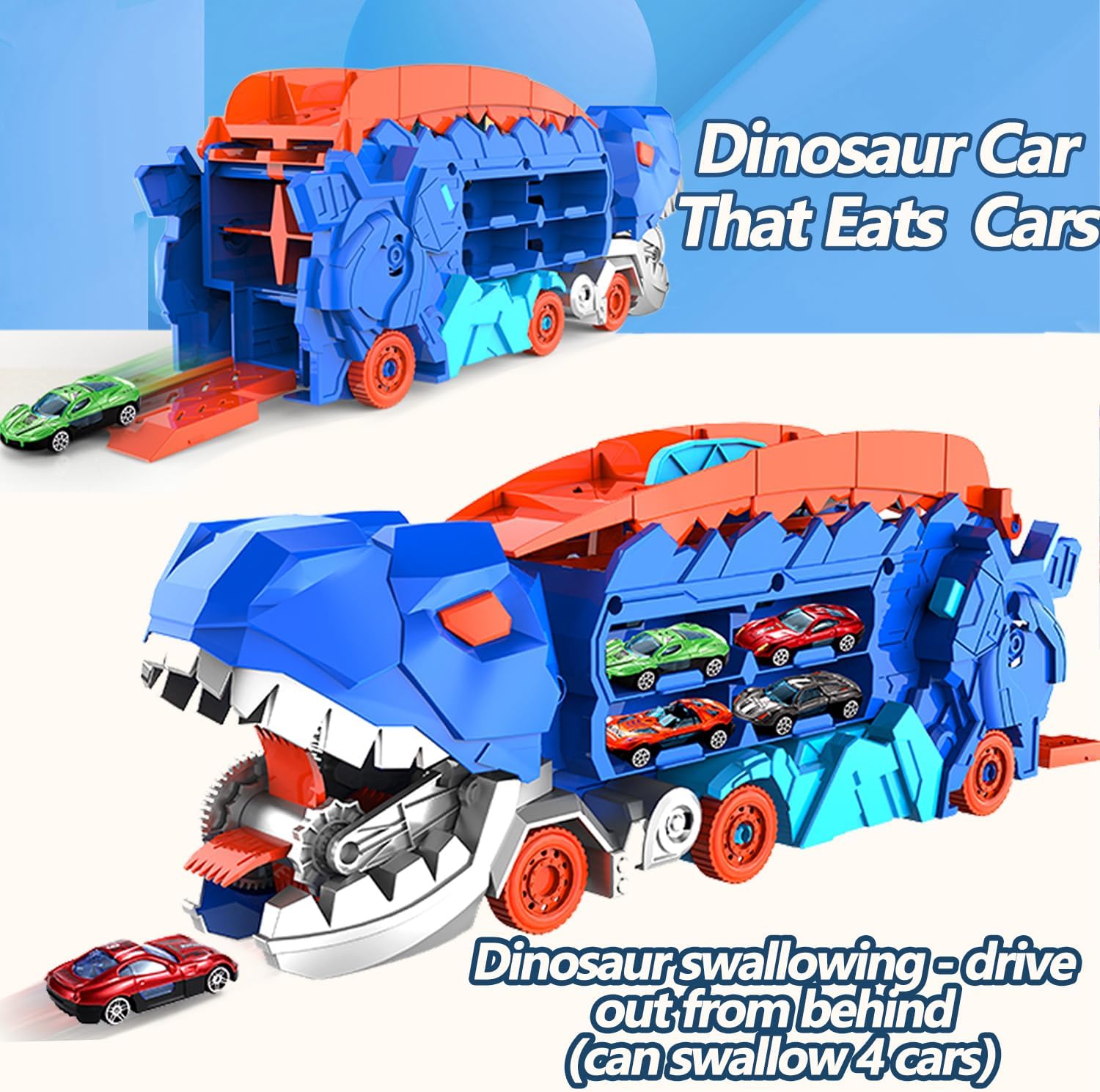 Dino Transporter Speelset met Piste | Transformeerbare Dinosaurus Truck met Racebaan voor Kinderen van 3-6 Jaar