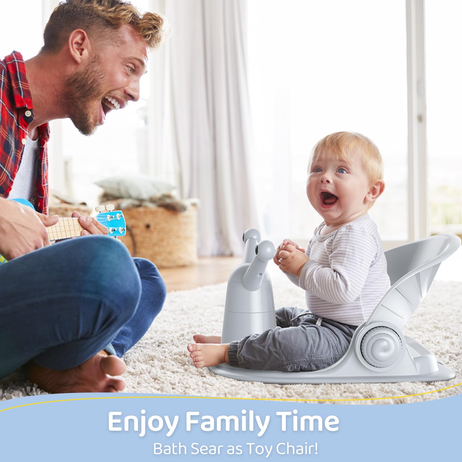 Baby Badstoeltje 6-12 Maanden Opvouwbaar badstoeltje met 3 gratis badspeeltjes en 4 veiligheidszuignappen | Comfortabele badervaring in grijze kleur