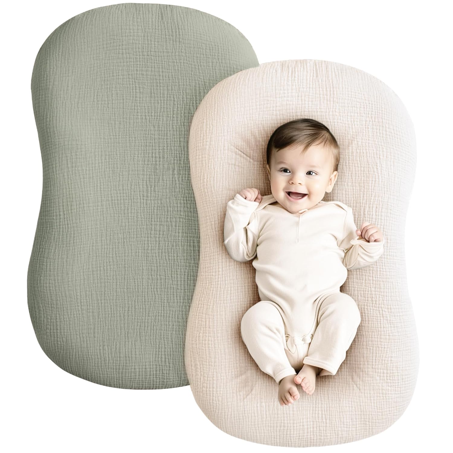 2 Pack Baby Lounger Overtrek | Zachte en Ademende Lounger Overtrek voor Pasgeborenen