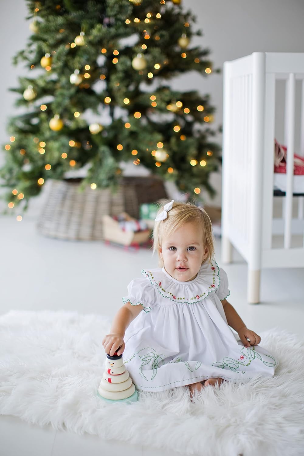 Kerst sneeuwpop stapeltoren | Houten educatief speelgoed