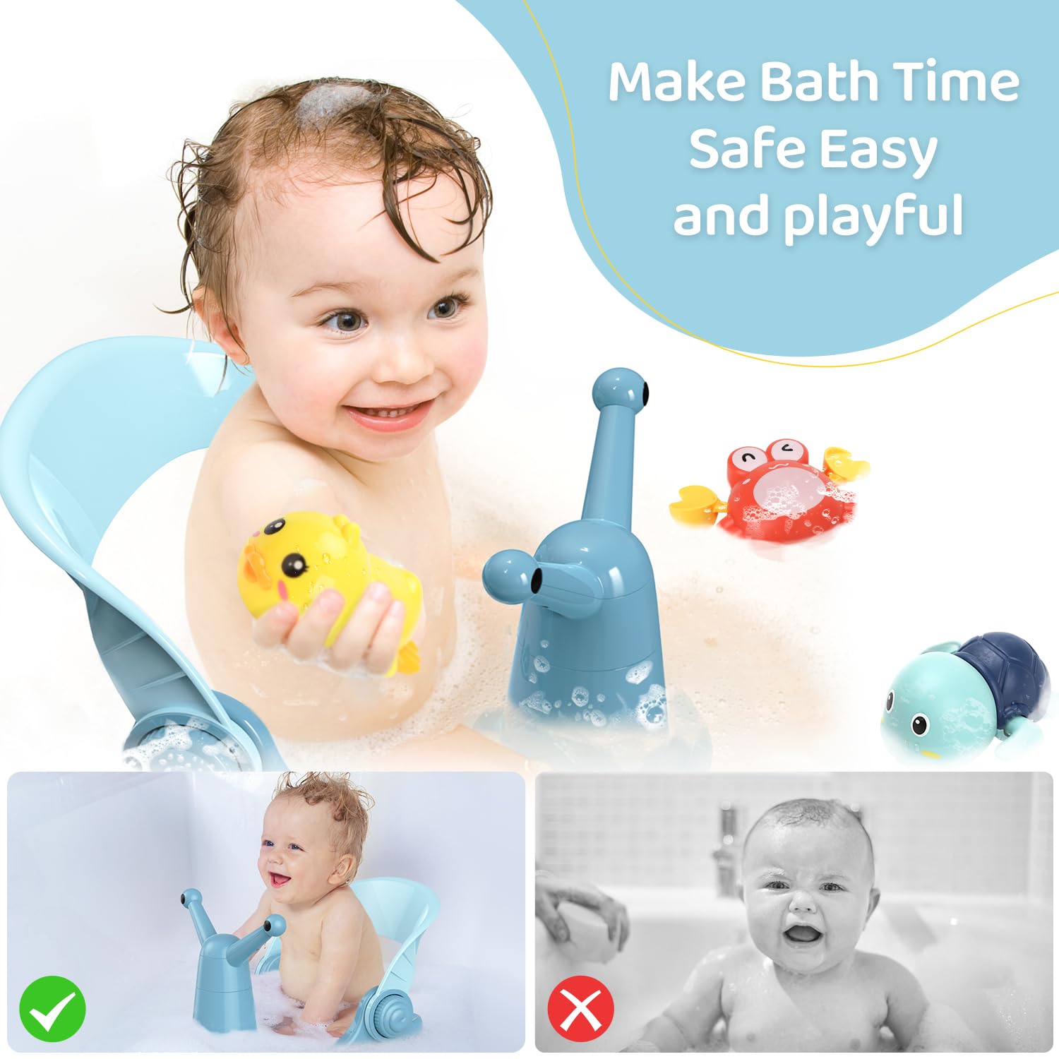 Baby Badstoeltje 6-12 Maanden Opvouwbaar badstoeltje met 3 gratis badspeeltjes en 4 veiligheidszuignappen | Comfortabele badervaring in grijze kleur