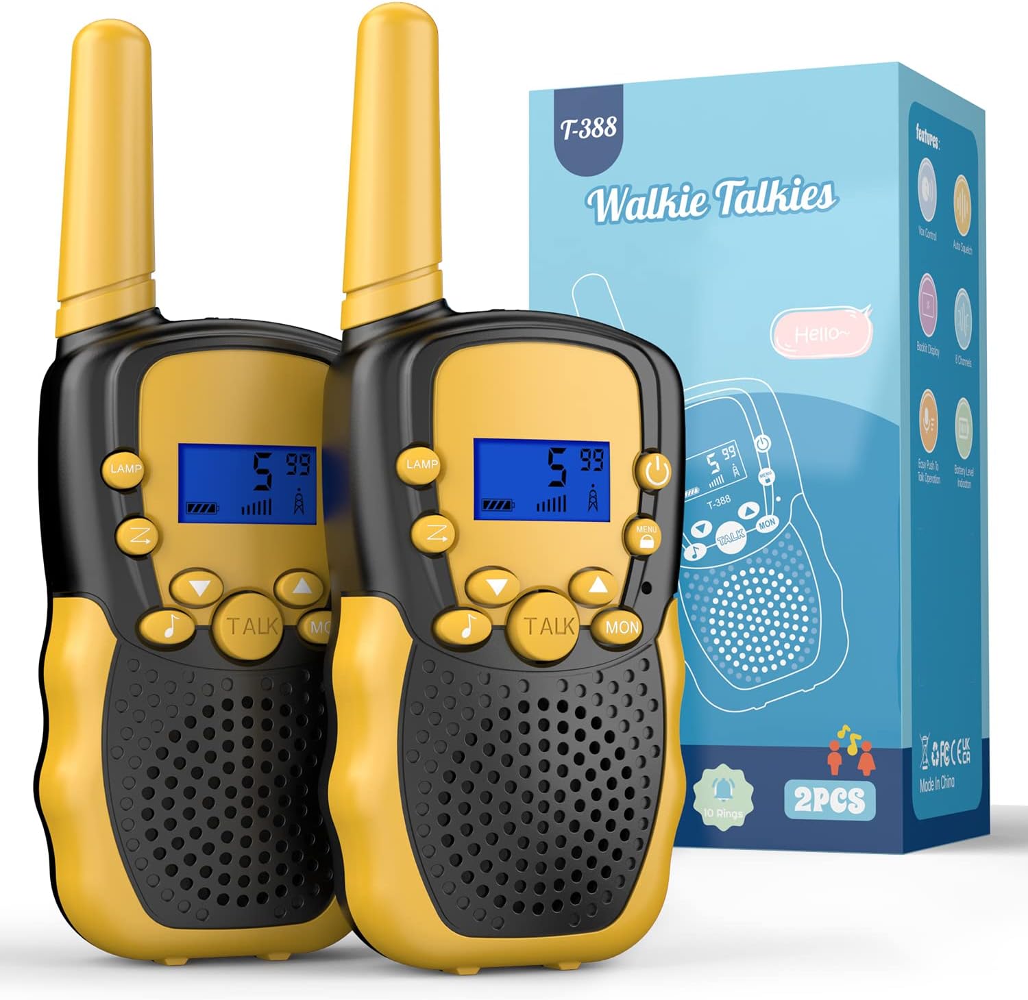 Walkie Talkies Kinderen | 22 Kanalen & LCD Zaklamp | 2-Way Radio Speelgoed 3-12 Jaar, Bereik 3 km