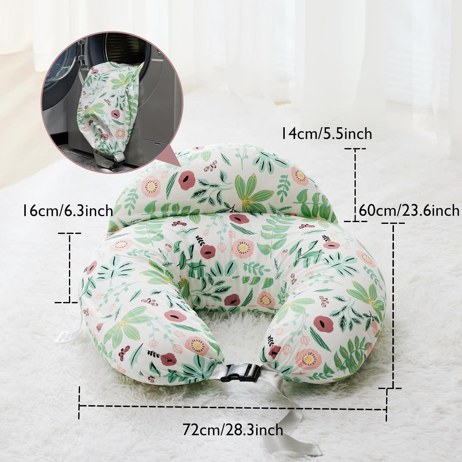 Voedingskussen voor Borstvoeding | Verstelbare Tailleband en Afneembare Katoenen Hoes Borstvoedingskussen voor Moeder en Baby