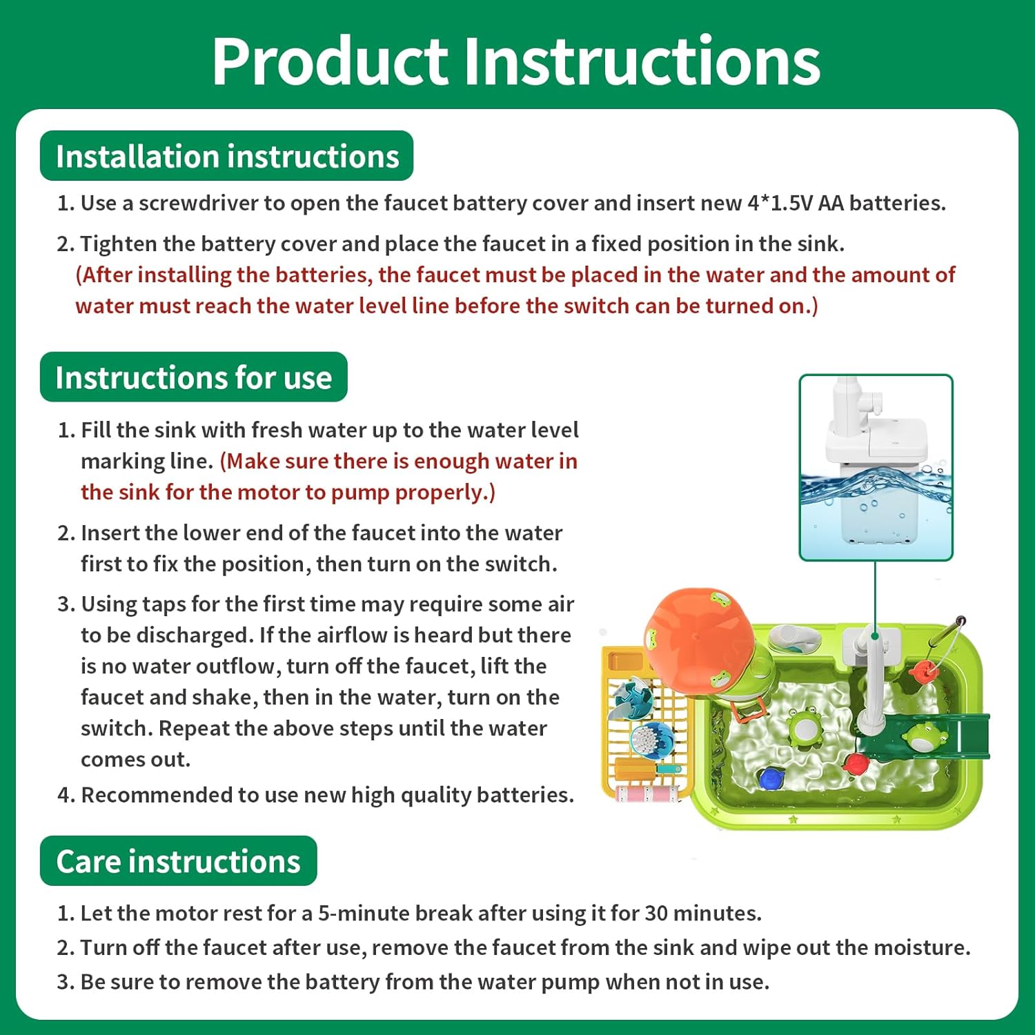 Keukenspeelset met Werkend Water | Elektrische Kraan, Drijvende Speeltjes & Visspel | Fantasiespel 3+ Jaar