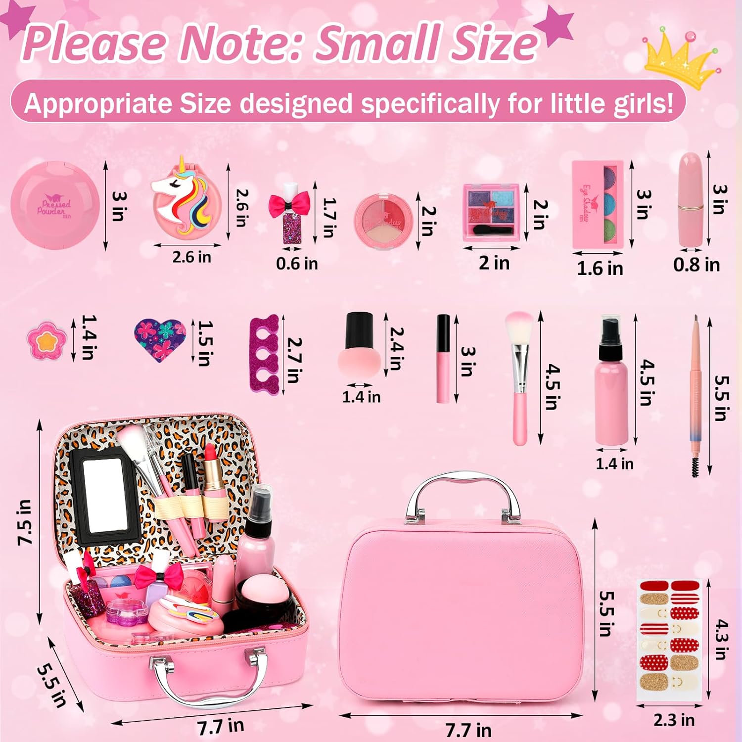 Kids Wasbare Make-up Set | Echte Make-up Set voor Meisjes 4-10 Jaar | Prinsessen Verkleden Speelgoed | Kerst Verjaardag Cadeau