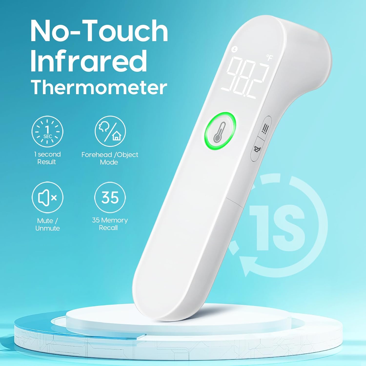 Thermometer voor volwassenen en kinderen l Nauwkeurige babythermometer l Koortsalarm & Slimme modus