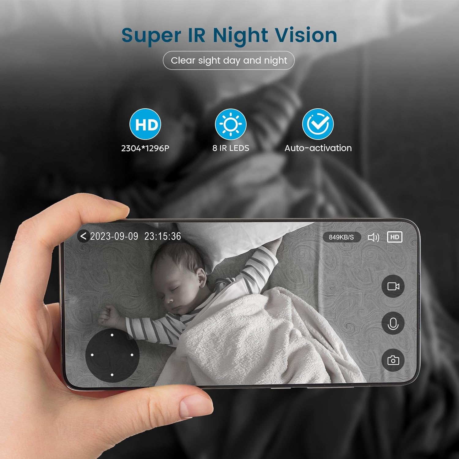 Babyfoon Camera | 360 Graden Nachtzicht Met 2-Weg Audio Indoor Camera