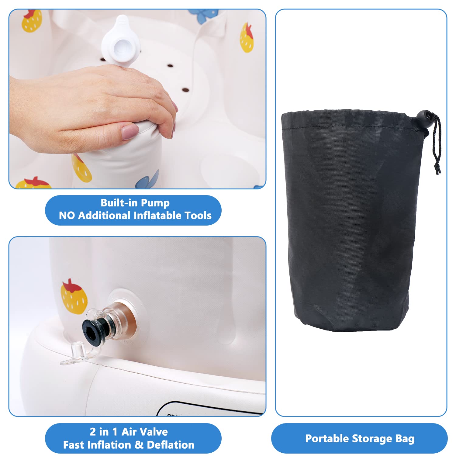 Opblaasbare Baby Vloer Zitstoel | Peuterstoel om Op te Zitten met Twee-Punt Harnas en Kolomvormige Luchtkussensteun voor 3-36 Maanden