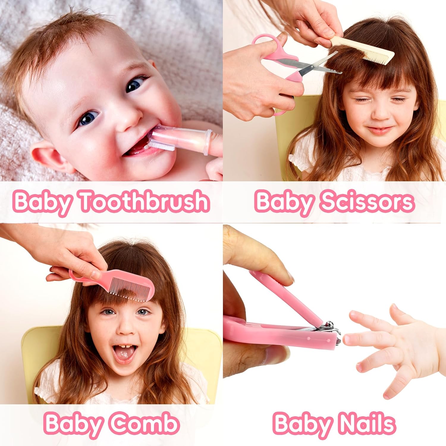 Baby Verzorgingsset voor Veiligheid | Borstel, Kam, Nagelknipper, Neusaspirator Essentiële Verzorgingskit voor Pasgeborenen