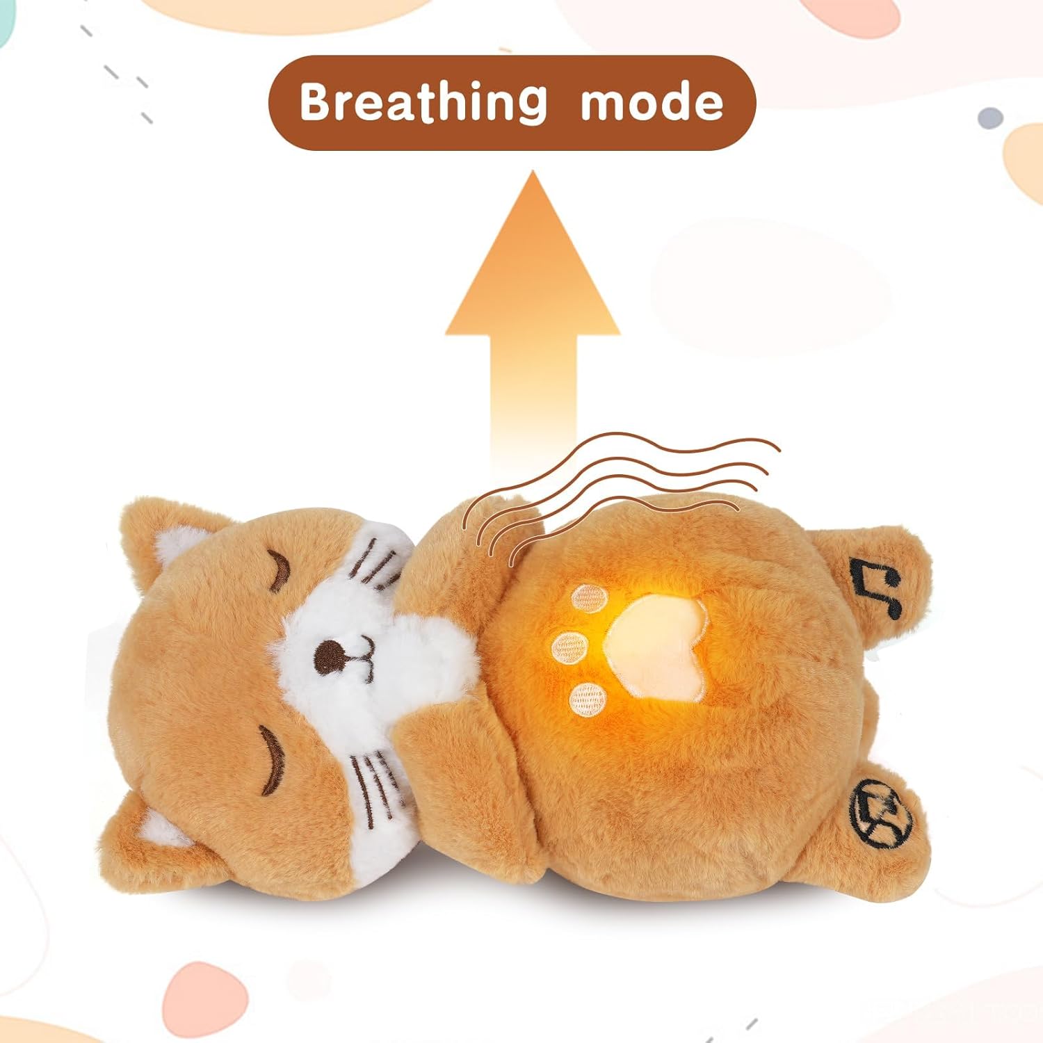 Soothe Snuggle Kat Knuffel | Pluche Dier Voor Angst | Realistische Ademhaling & Licht Muziek | Kalmerend Speelgoed Voor Kinderen en Volwassenen