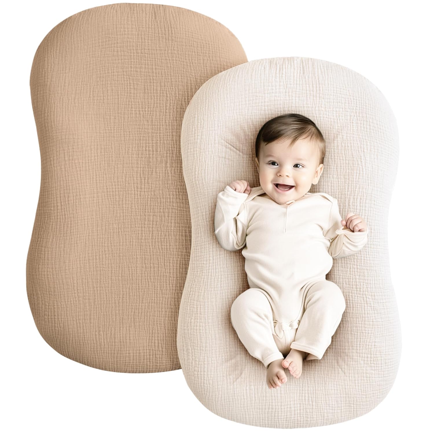 2 Pack Baby Lounger Overtrek | Zachte en Ademende Lounger Overtrek voor Pasgeborenen